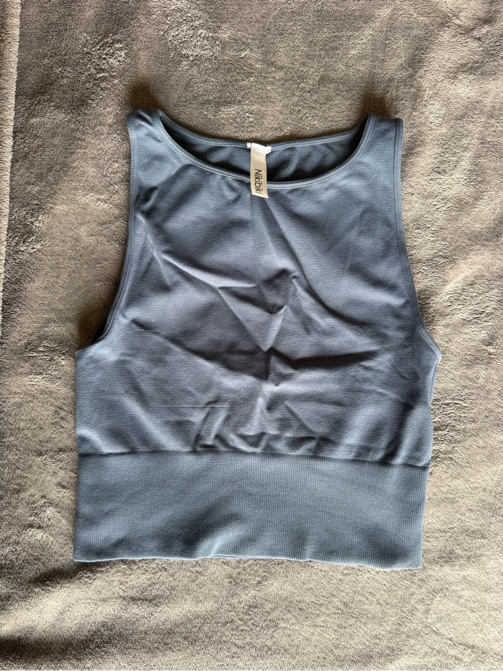 Nikibiki Slate Blue Ribbed Crop Tank